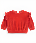 Baby Girls Solid Ruffled Velour Top