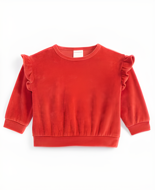 Baby-Mädchen Festes Gerüschtes Velours-Top