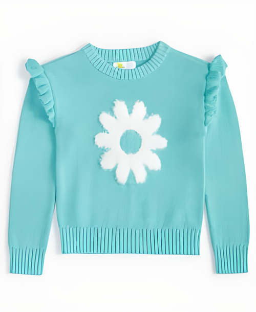 Kleinkind Mädchen Blumen Rüschen Pullover