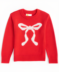 Toddler Girls Contrast-Bow Crewneck Sweater