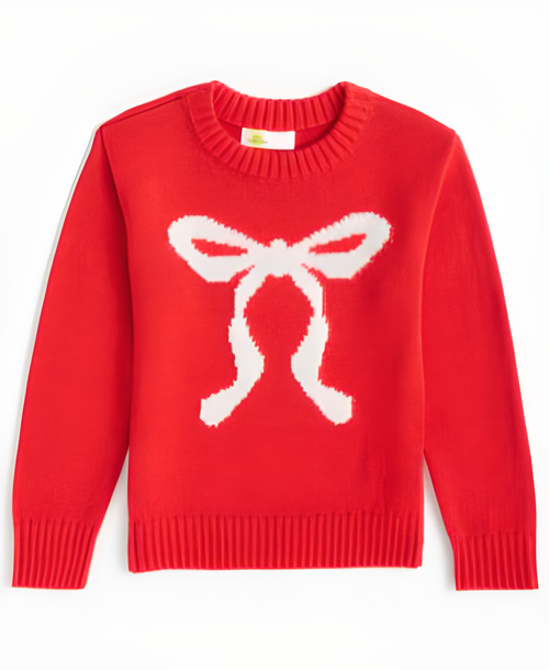 Kleinkind Mädchen Pullover mit Kontrastschleife