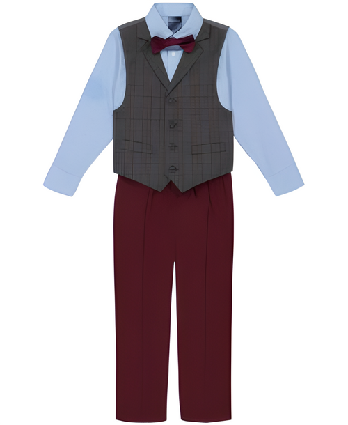 Kleinkind- und Kleiner-Junge-Set aus Langarmshirt, Weste und Hose