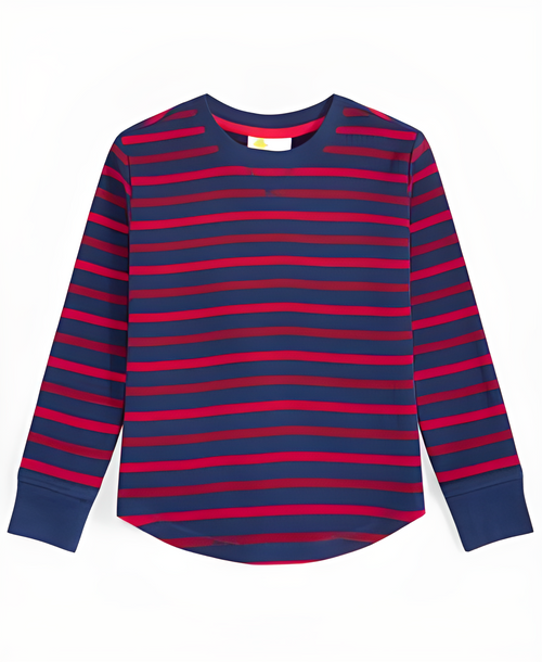 Kleinkind Jungen gestreiftes Thermo-T-Shirt Kelly