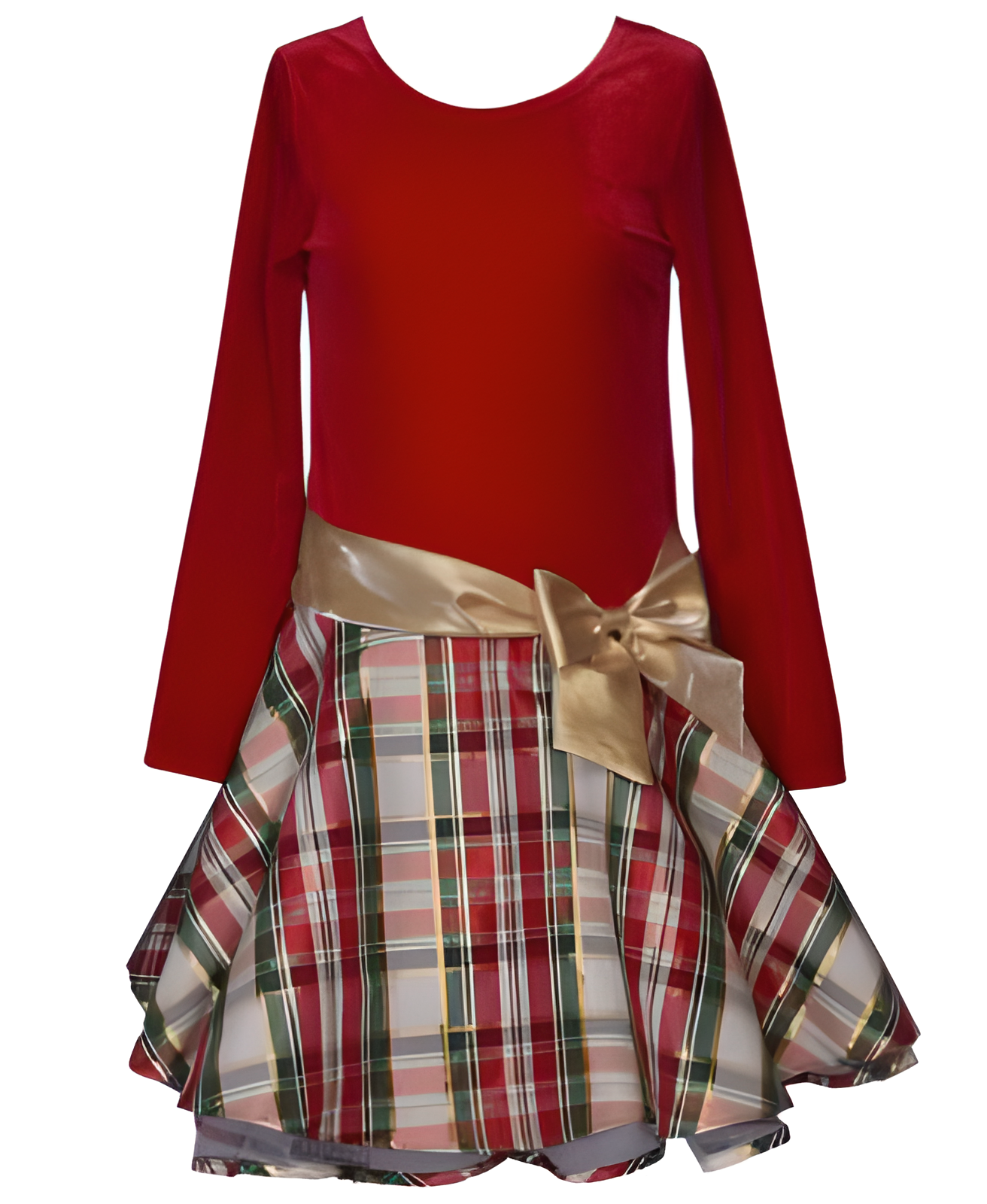 Big Girls Velvet Plaid Dress