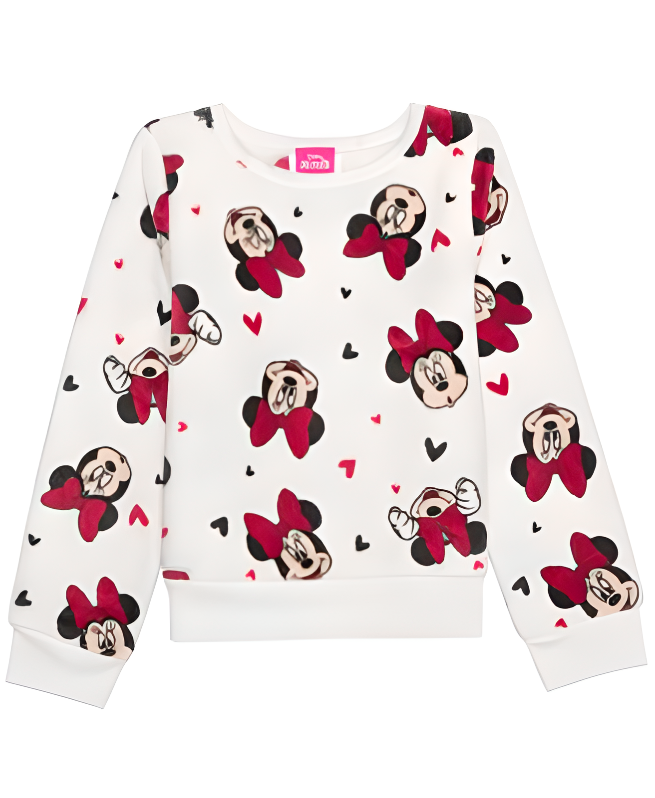 Big Girls Minnie Mouse Heart Plush Pullover Sweatshirt