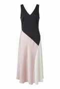 Satin Colorblocked Slip Dress
