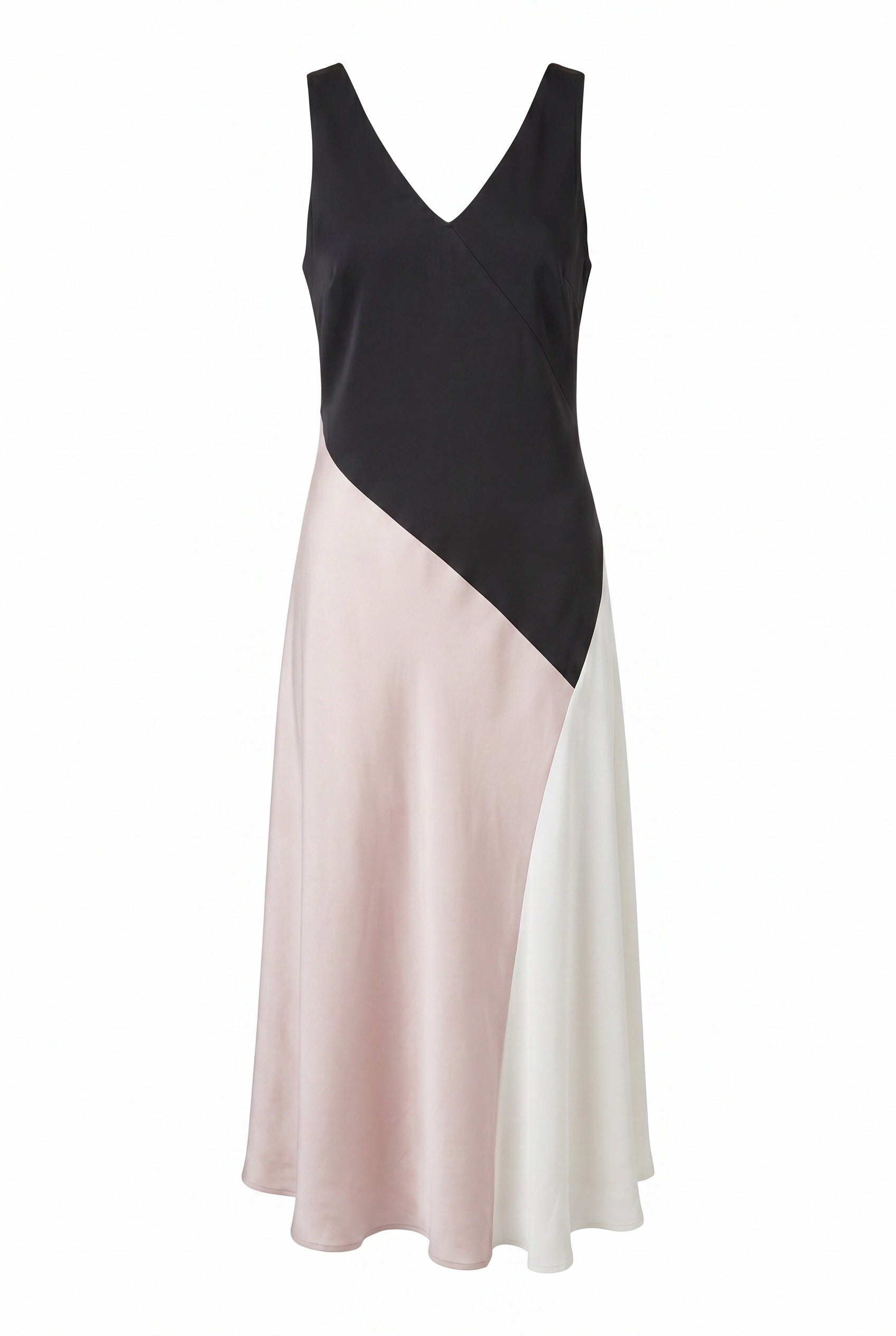 Satin Colorblocked Slip Dress
