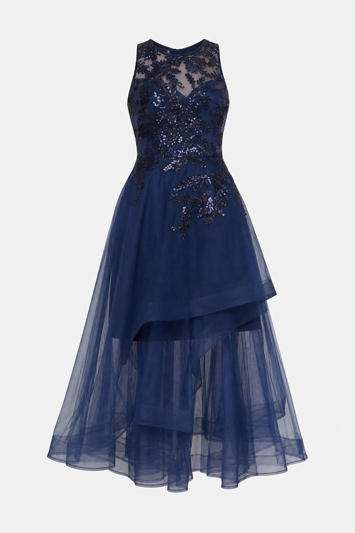 High-Low Fit-and-Flare Paillettenkleid