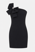 Bow-Trim One-Shoulder Dress