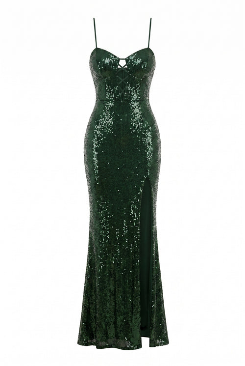 Paillettenkleid mit Frontausschnitt