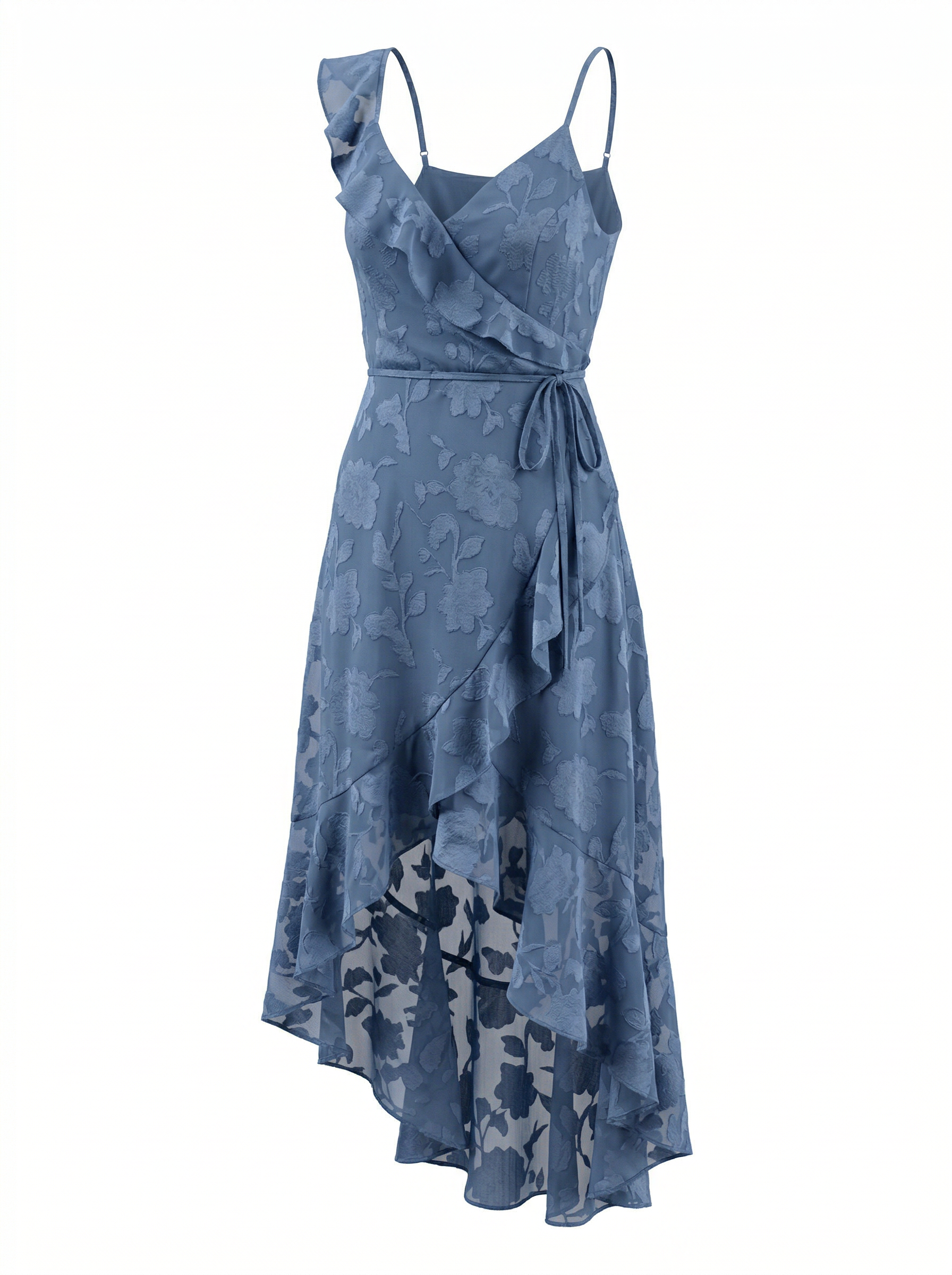 Ruffled High-Low Jacquard Dress