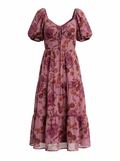 Floral Print Puff-Sleeve Dress
