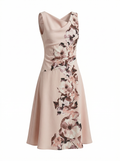 Cowlneck Sleeveless Floral Dress