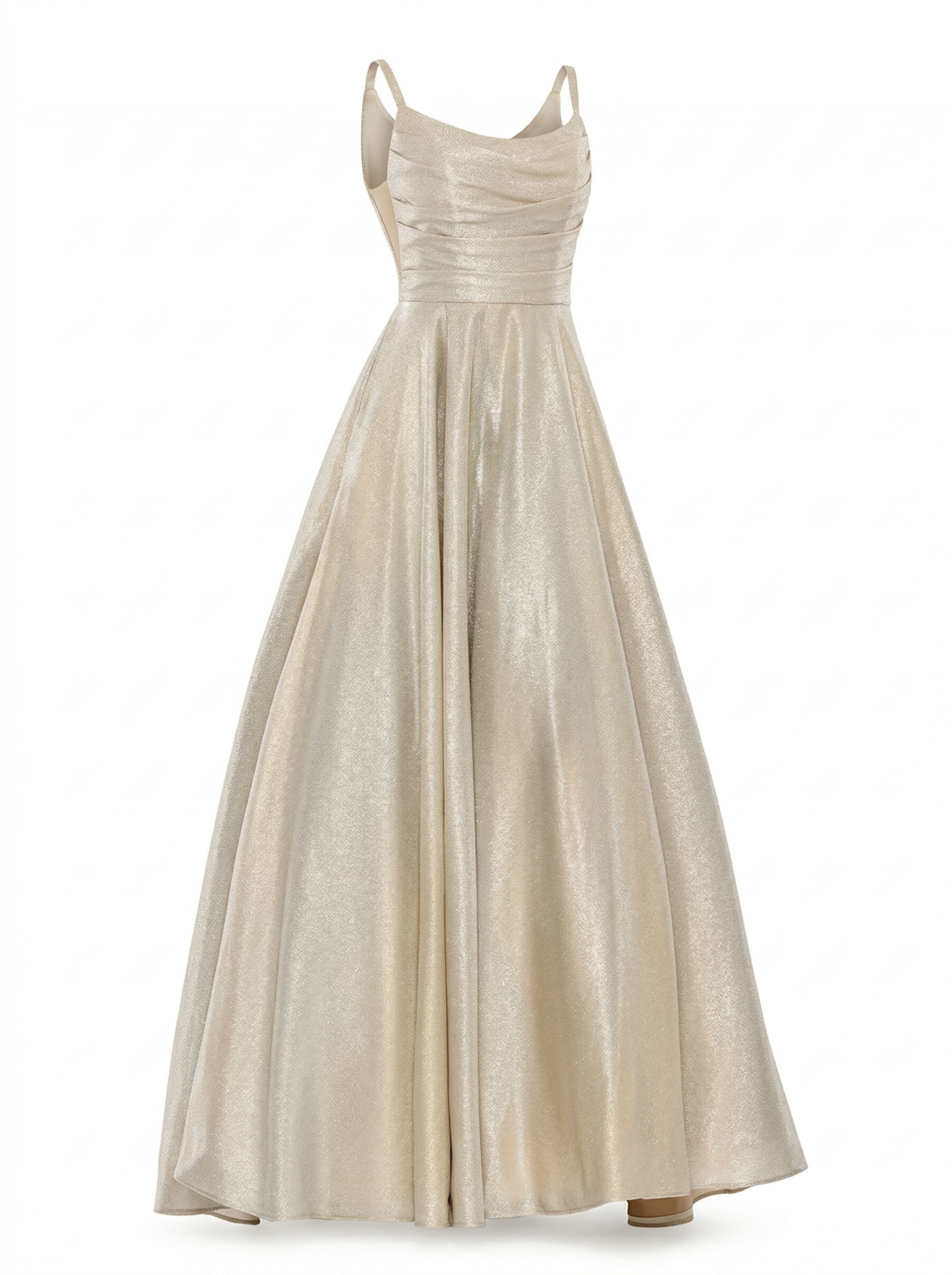 Metallic Pleated Bodice Gown
