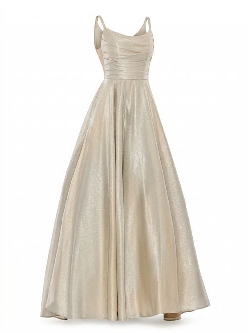 Plissiertes Abendkleid mit Metallic-Korsage