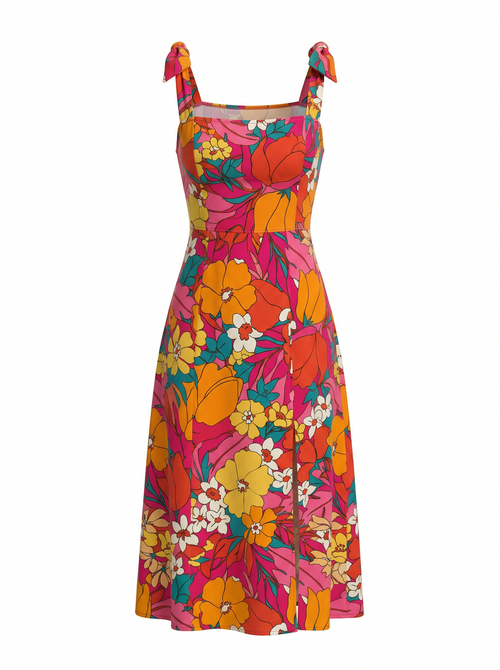 Bedrucktes Midi-Beerenkleid
