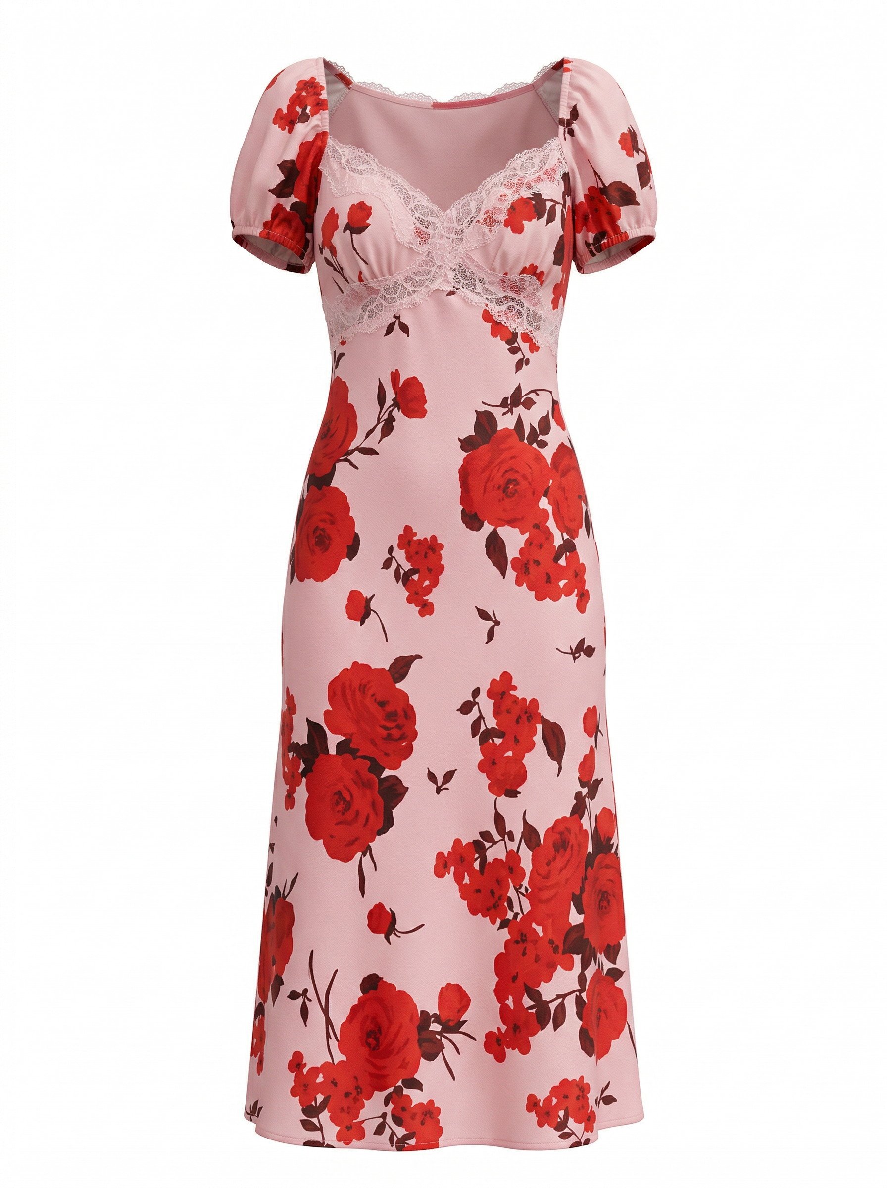 Lace-Trim Floral-Print Dress