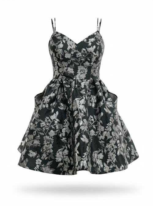 Jacquard-Kleid in Metallic-Optik