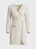 Ruched-Front Long-Sleeve Dress