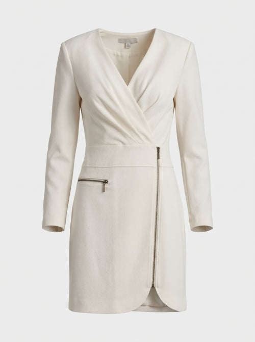 Kleid mit geraffter Vorderseite und langen Ärmeln
