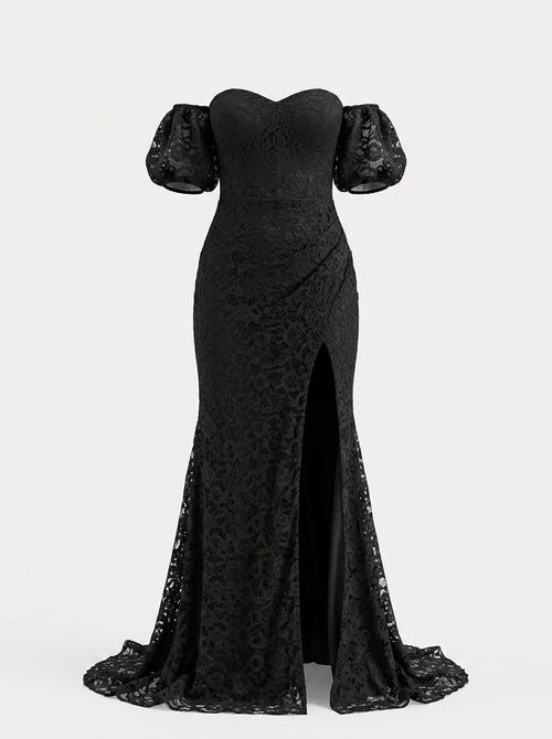 Spitzen-Off-Shoulder-Kleid