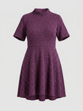 Plus Size Boucle Round-Neck Dress