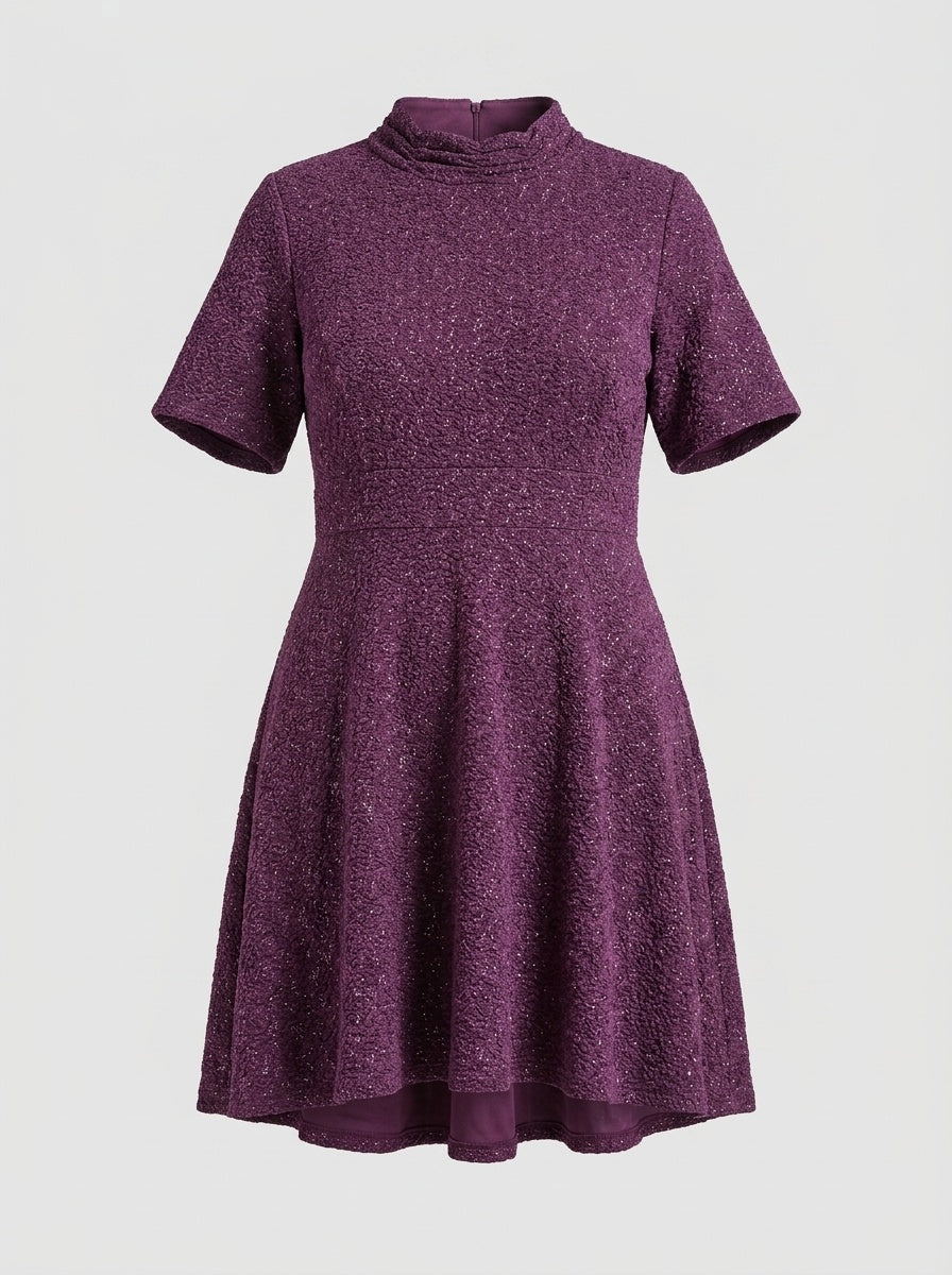 Plus Size Boucle Round-Neck Dress