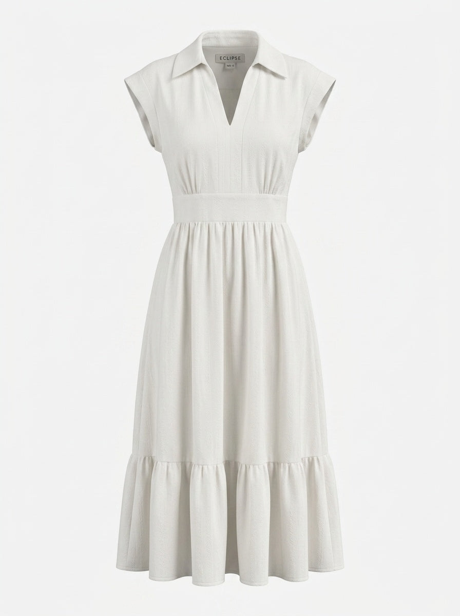 Textured-Stripe Collar Dress