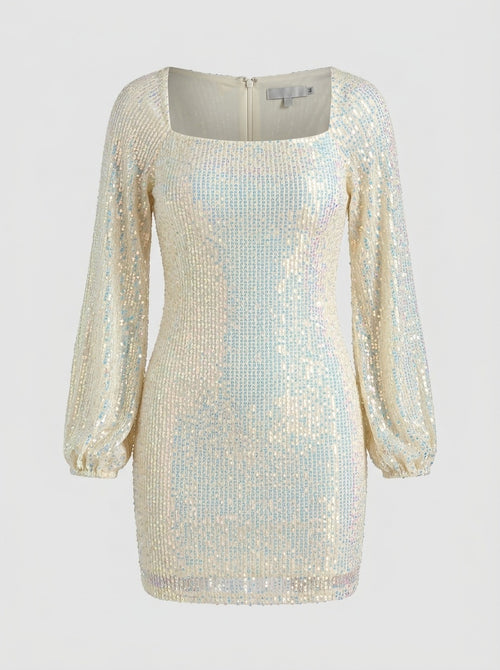 Paillettenkleid mit Blousonärmeln