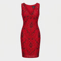 V-Neck Embroidered-Mesh Dress