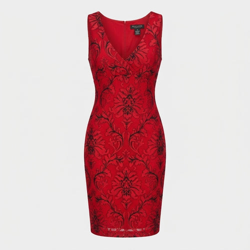 Besticktes Mesh-Kleid mit V-Ausschnitt