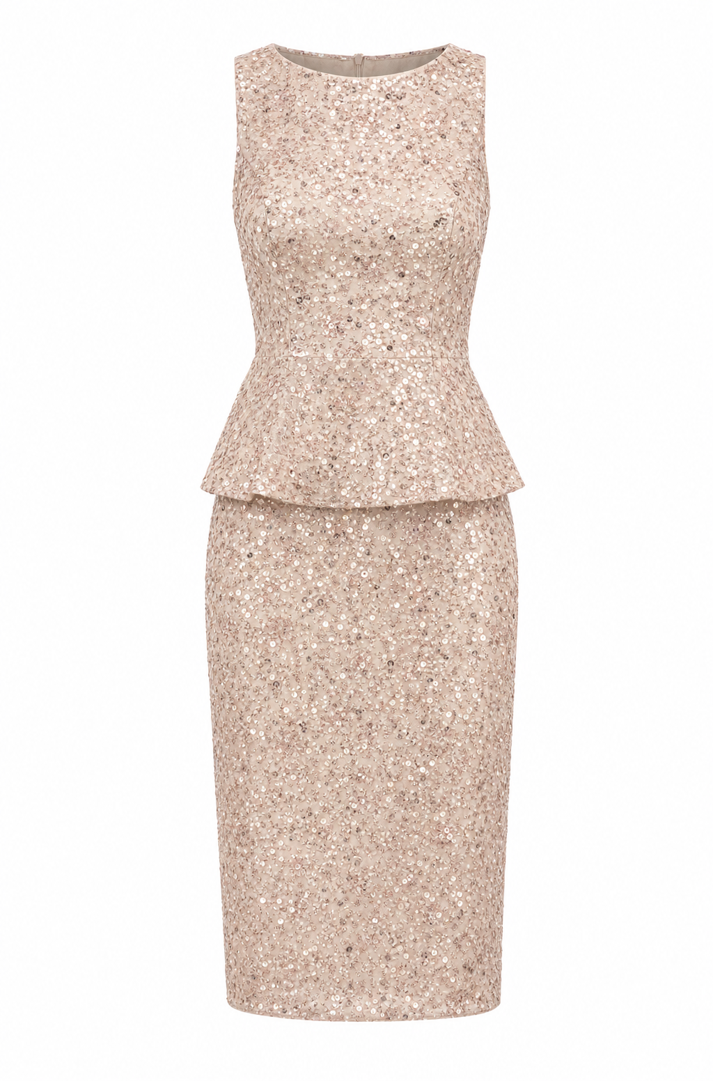 Beaded Peplum Sheath Dress
